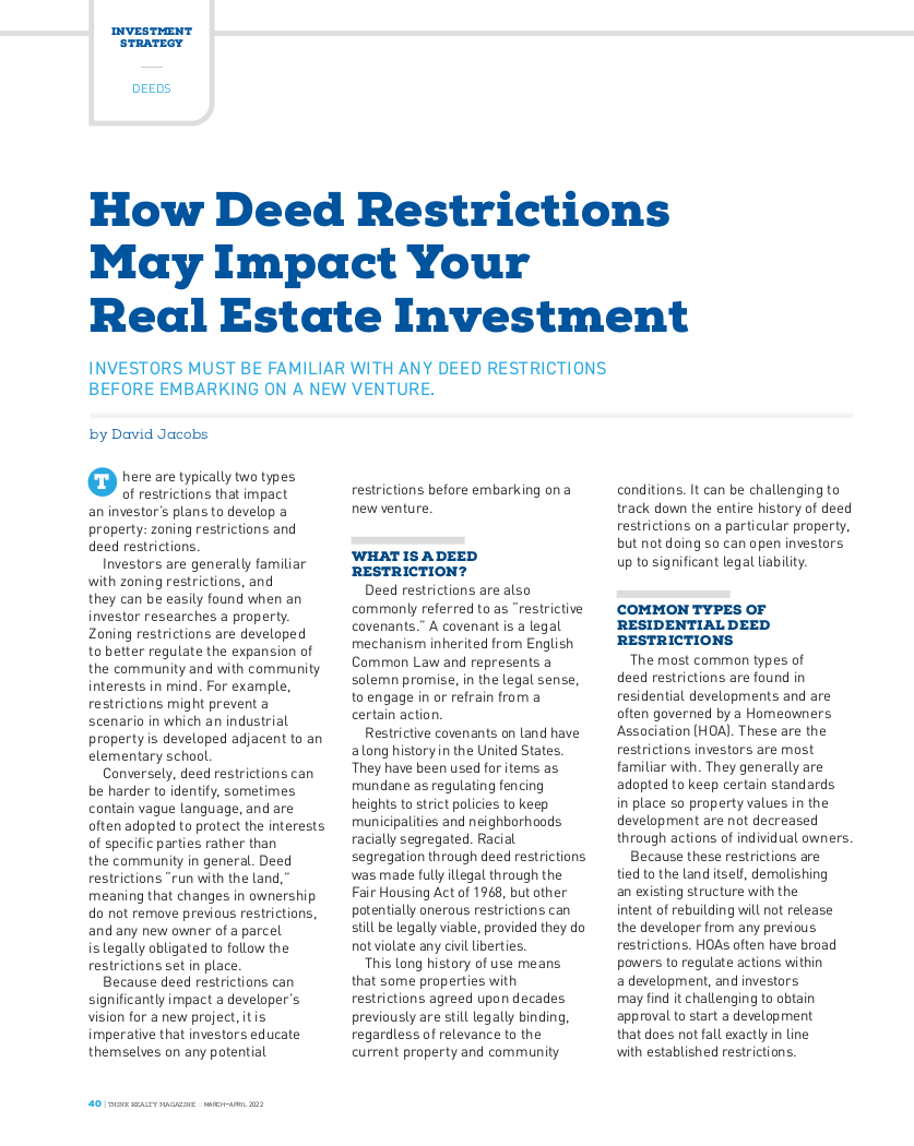 Deed Restrictions Think Realty Article_Page_1