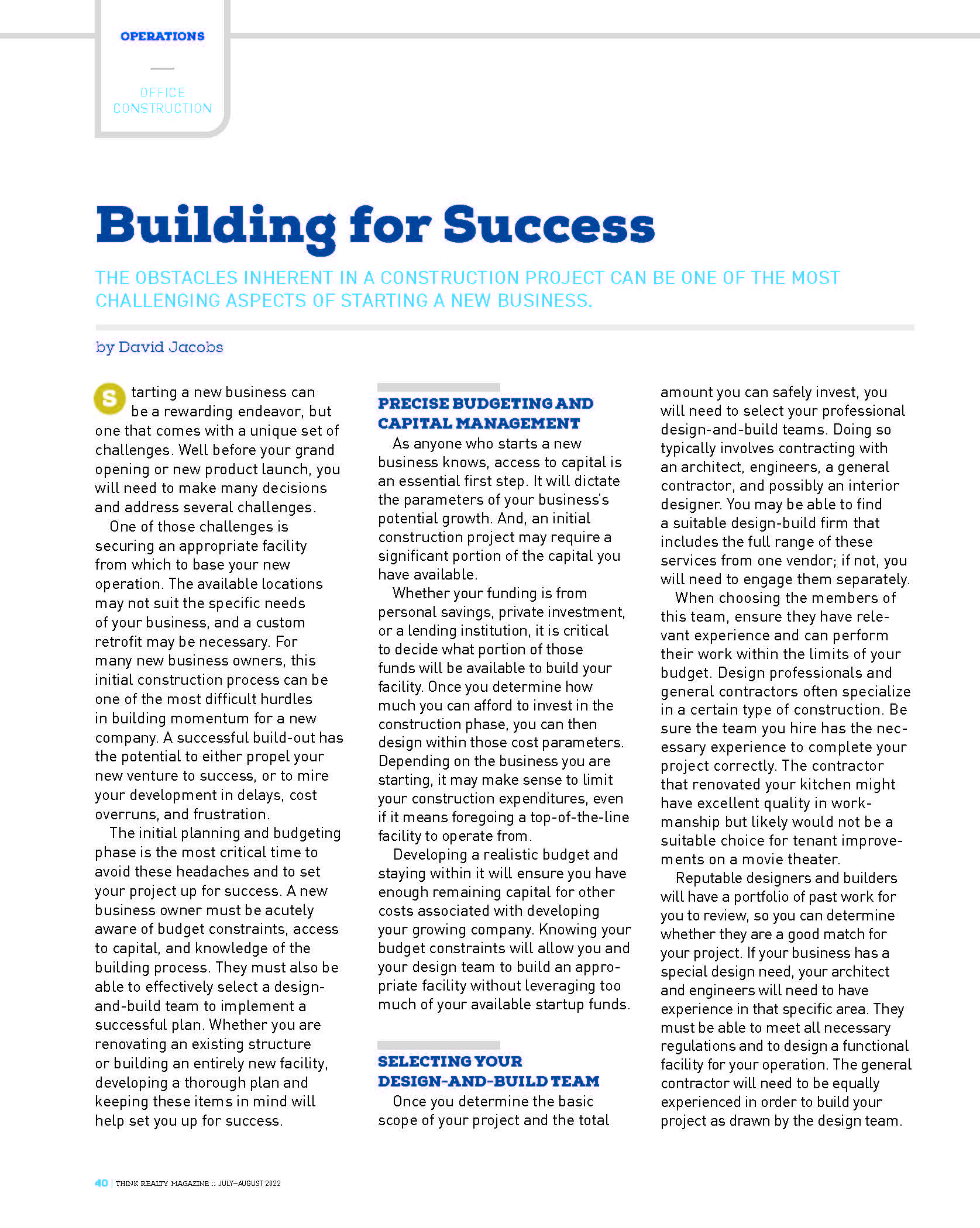 Thisnk Realty Building for Success Article Page 1
