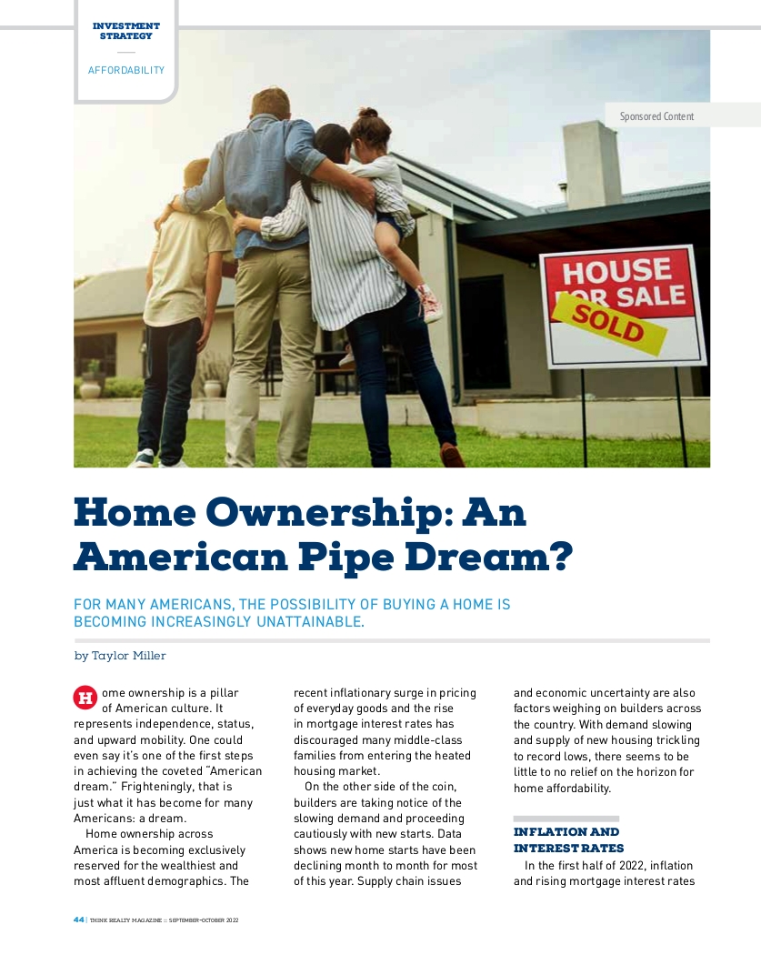 Home Ownership- An American Pipe Dream Article Page 1